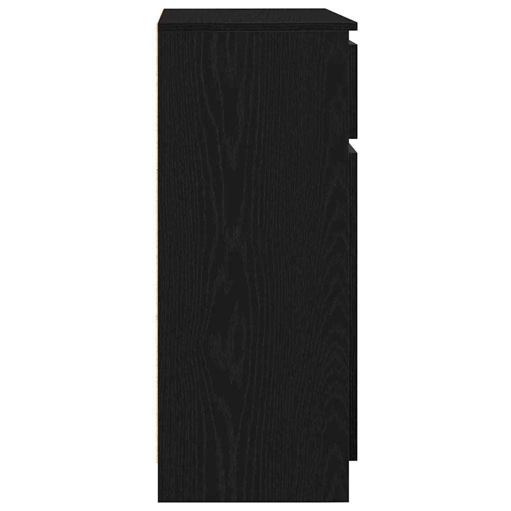 Credenza | Madia | Buffet da pranzo | Armadio da pranzo con Cassetto Rovere Nero 71x35x84 cm Legno Multistrato