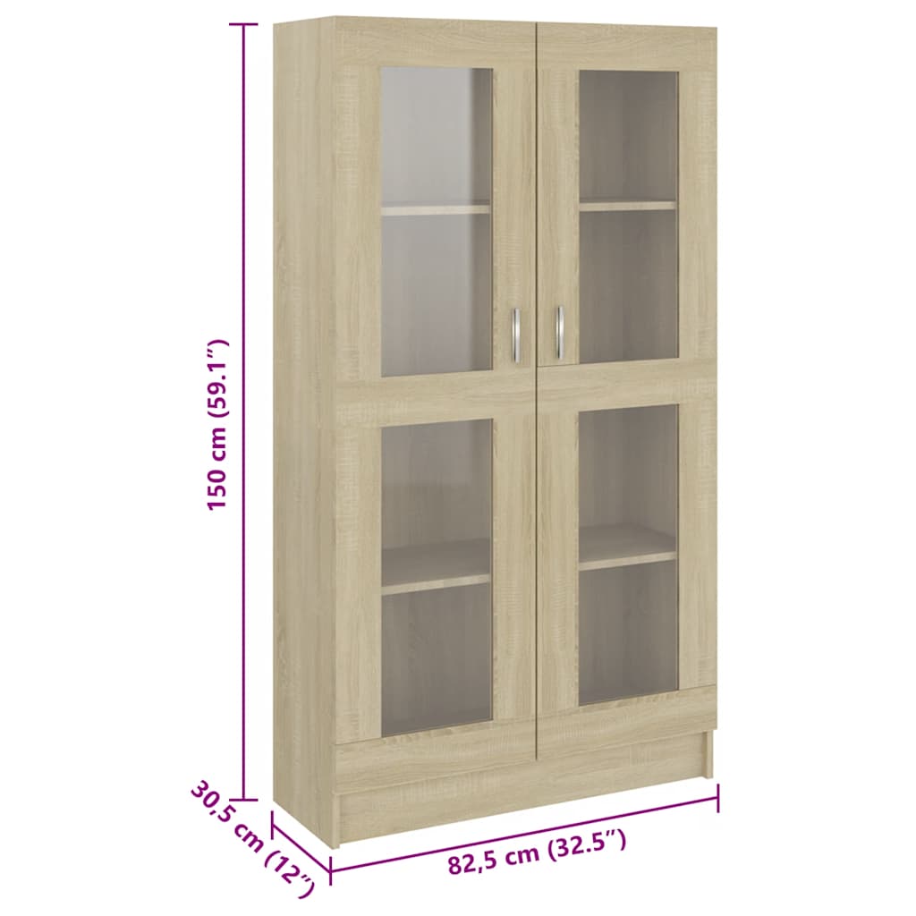 Armadietto Vetrina Rovere Sonoma 82,5x30,5x150 cm Multistrato 802762
