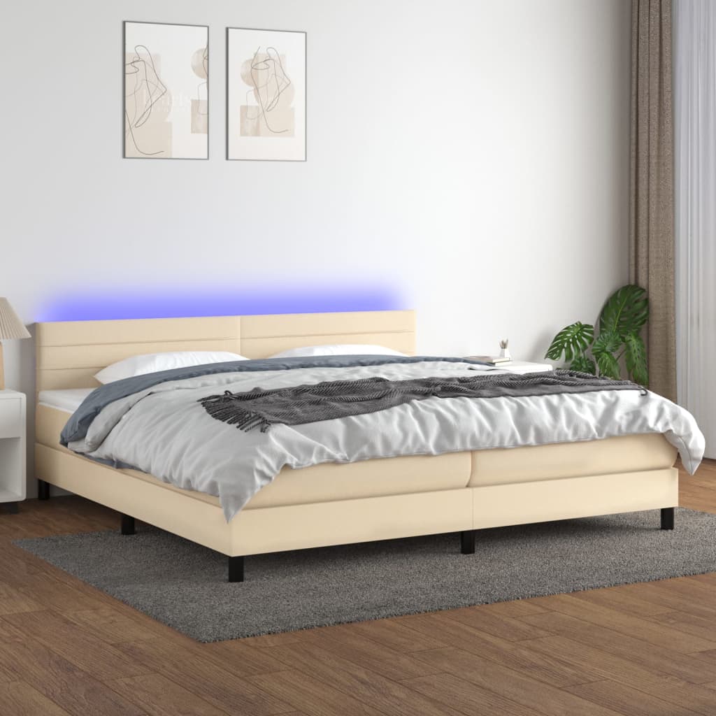 Letto a Molle Materasso e LED bianco 200x200cm in Tessuto cod mxl 61259