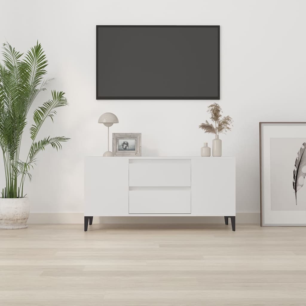 Mobile Porta TV-Mobile per TV-Credenza TV Bianco 102x44,5x50 cm in Legno Multistrato