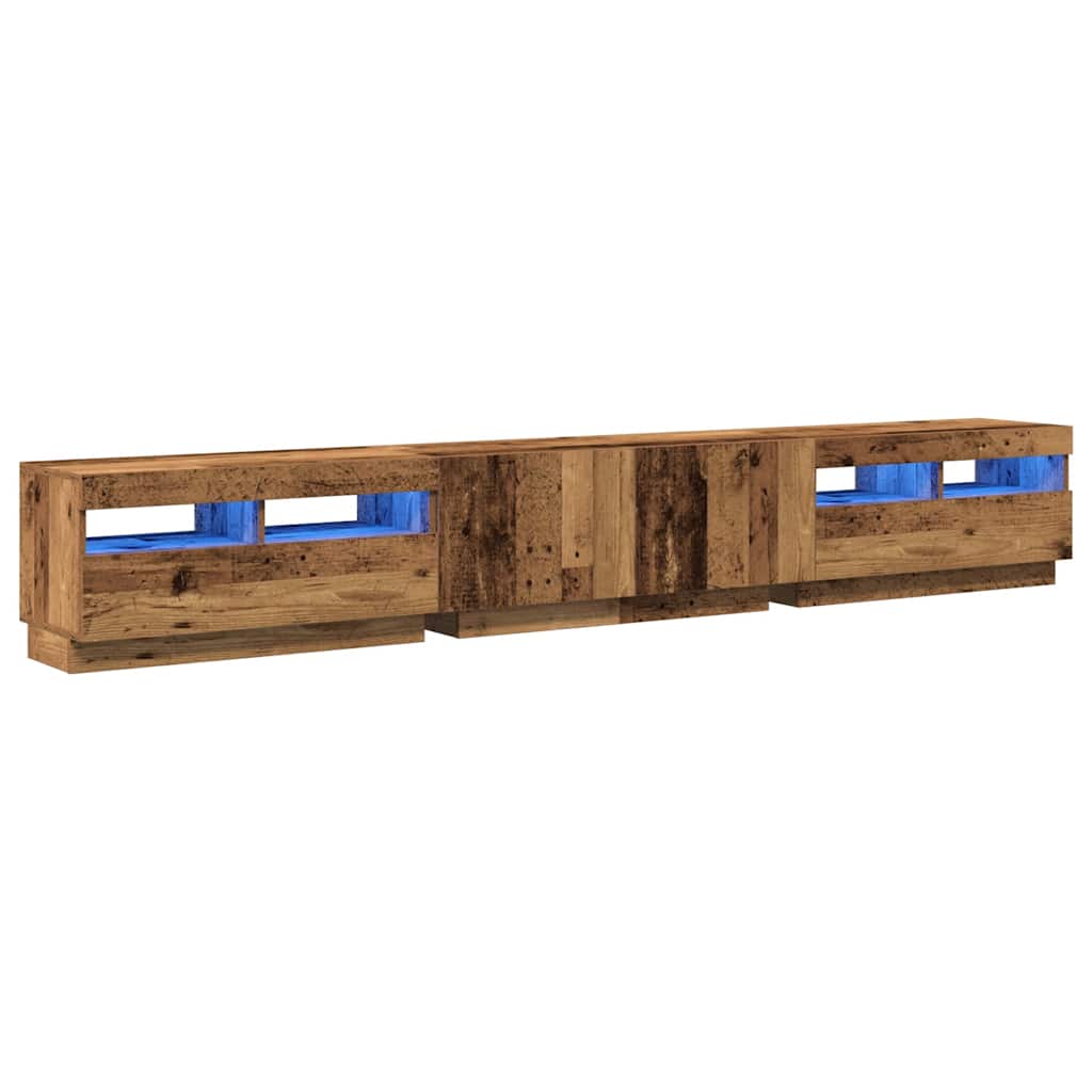 Mobile Porta TV con LED-Mobile per TV-Credenza TV Legno Antico 260x35x40 cm Truciolato