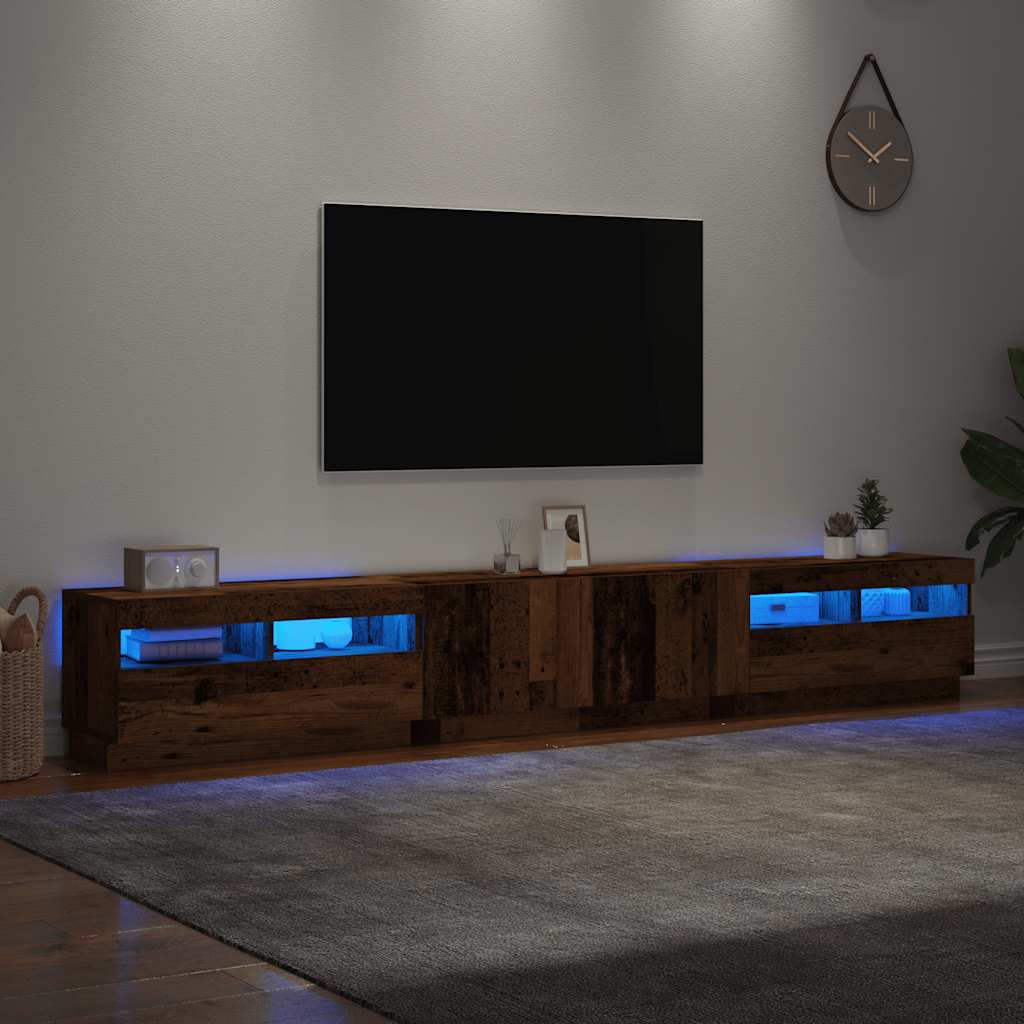 Mobile Porta TV con LED-Mobile per TV-Credenza TV Legno Antico 260x35x40 cm Truciolato