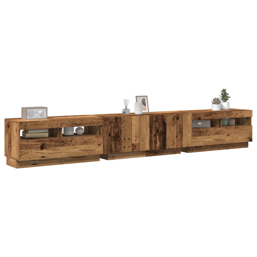 Mobile Porta TV con LED-Mobile per TV-Credenza TV Legno Antico 260x35x40 cm Truciolato