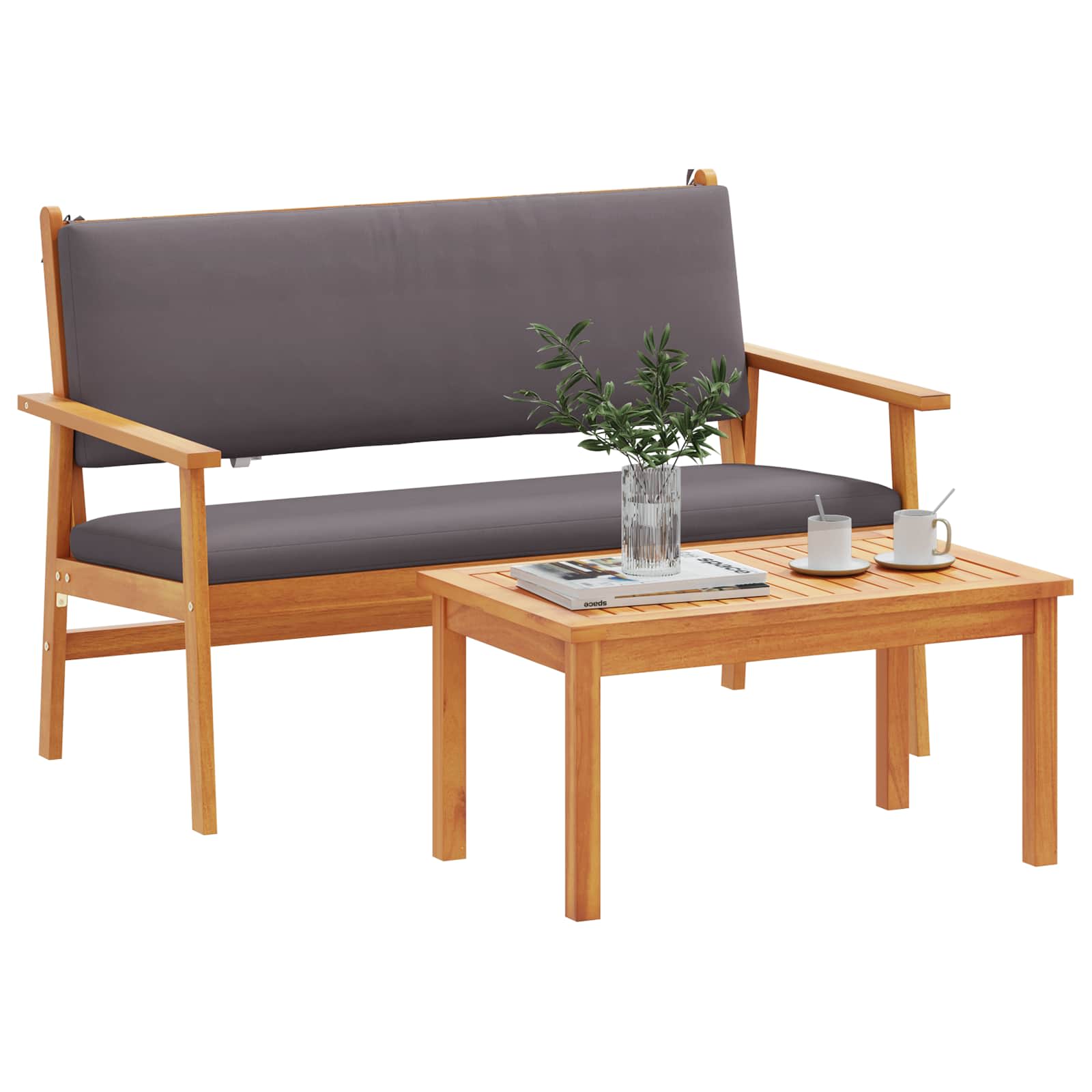 Set Divano da Giardino 2 pcs Antracite Legno di Acacia Massello 4106583