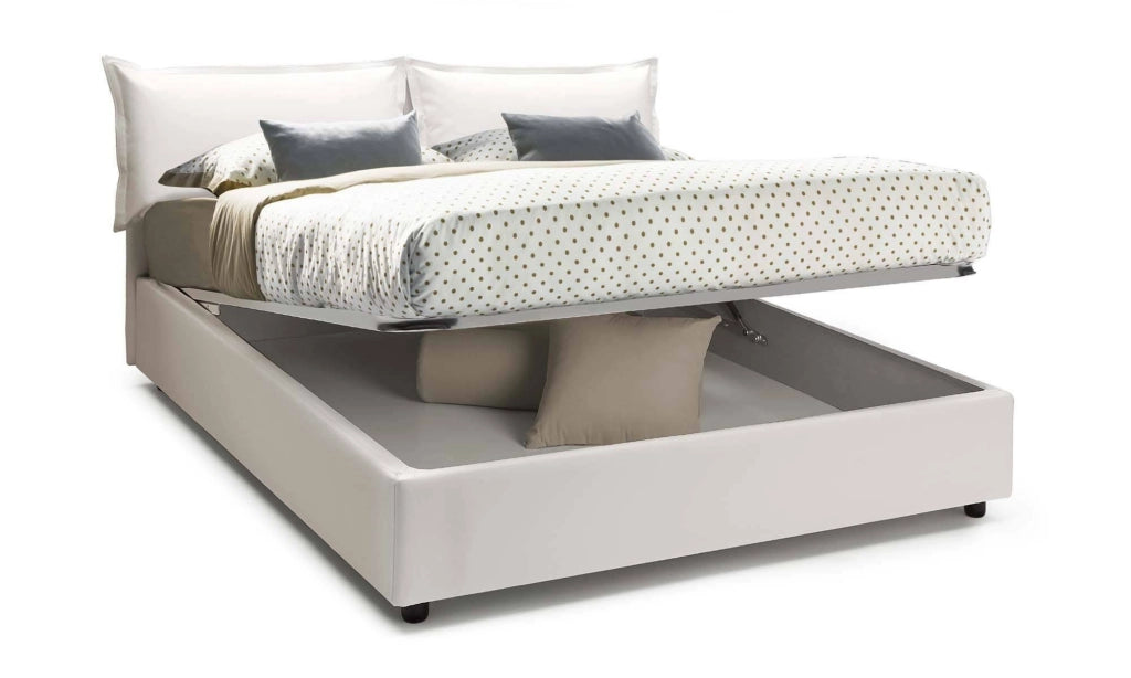 Letto Matrimoniale Viburno, Letto Matrimoniale Contenitore Made in Italy, Bianco