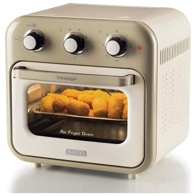 Ariete 4632 Friggitrice ad aria e forno Vintage, 1400W, 2in1, Capacità 16L, Accessori inclusi, Timer 60 minuti, Doppio vetro, Beige
