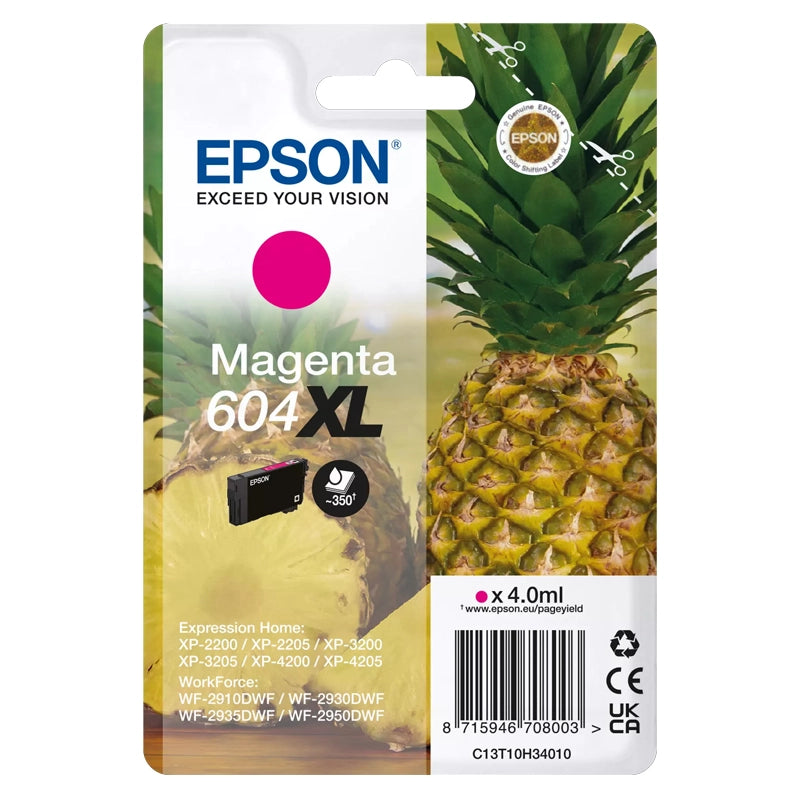 EPSON 604XL MAGENTA (C13T10H34020) - CARTUCCIA ORIGINALE AD ALTA EFFICIENZA