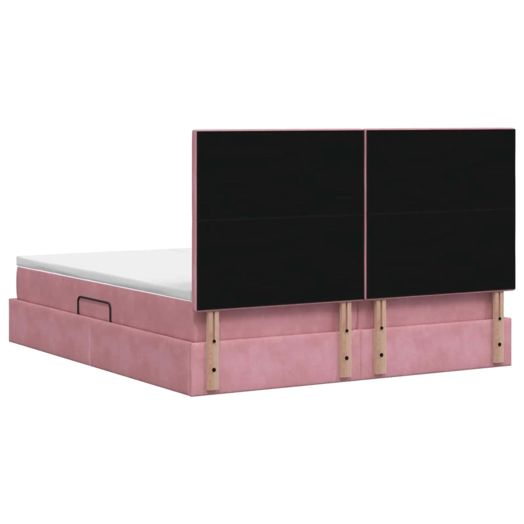 Letto con contenitore LED e materasso Rosa 180 x 200 cm Velluto 3460259