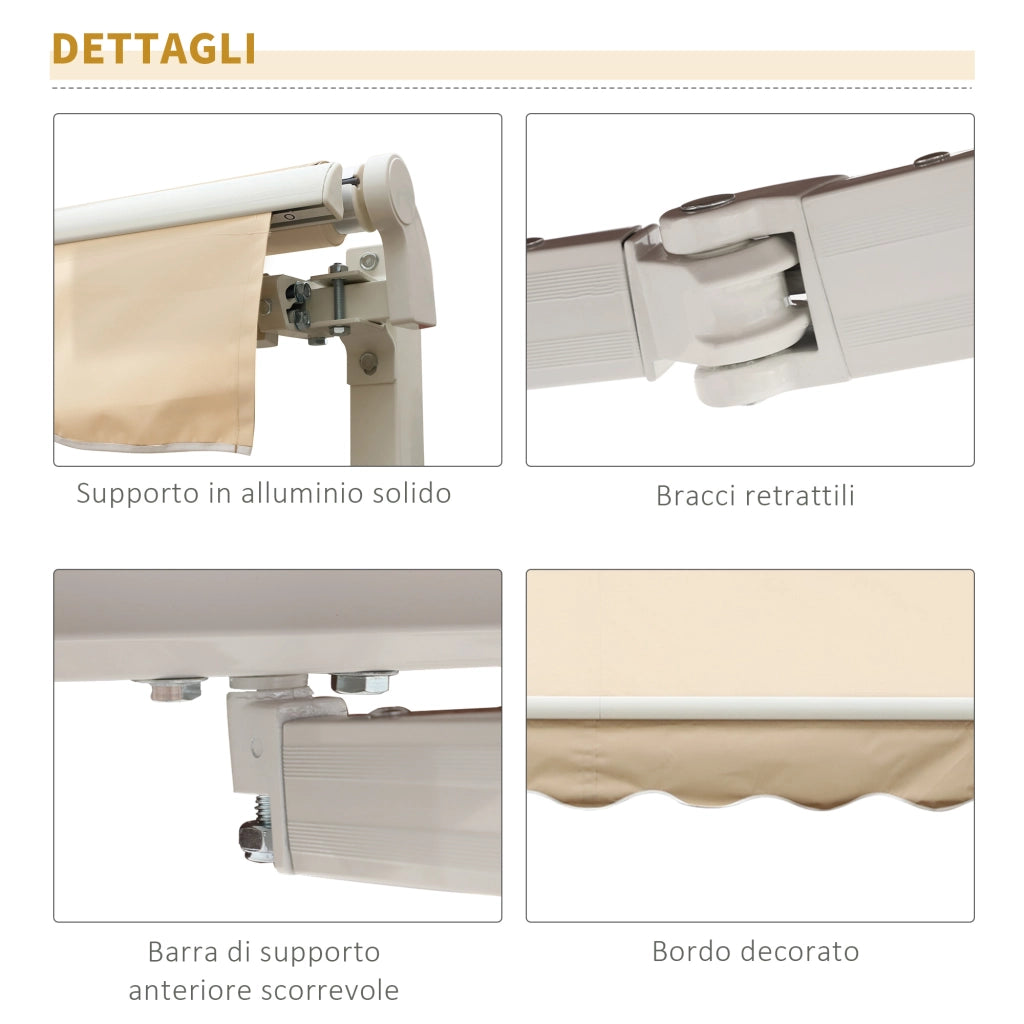 Tenda da Sole Avvolgibile ¨C zephmum ¨C Alluminio Poliestere Beige 3x2.5m