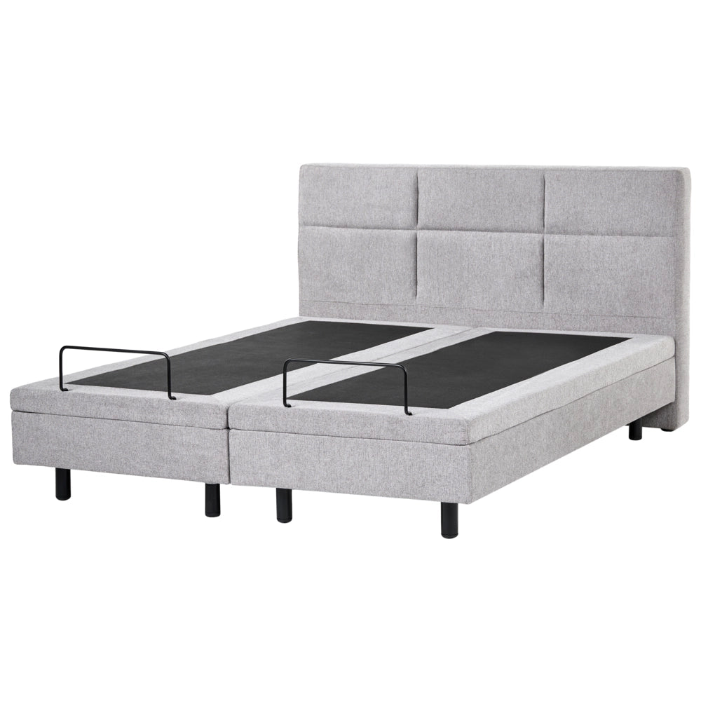 Letto matrimoniale Tessuto grigio chiaro Elettrico 160 x 200 cm regolabile tramite telecomando Rivestimento in ciniglia