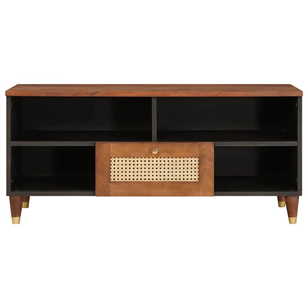 Mobile porta TV moderno dal design elegante e con spazio per riporre gli oggetti 100 x 33,5 x 46 cm in legno di mango marrone 02_0057902