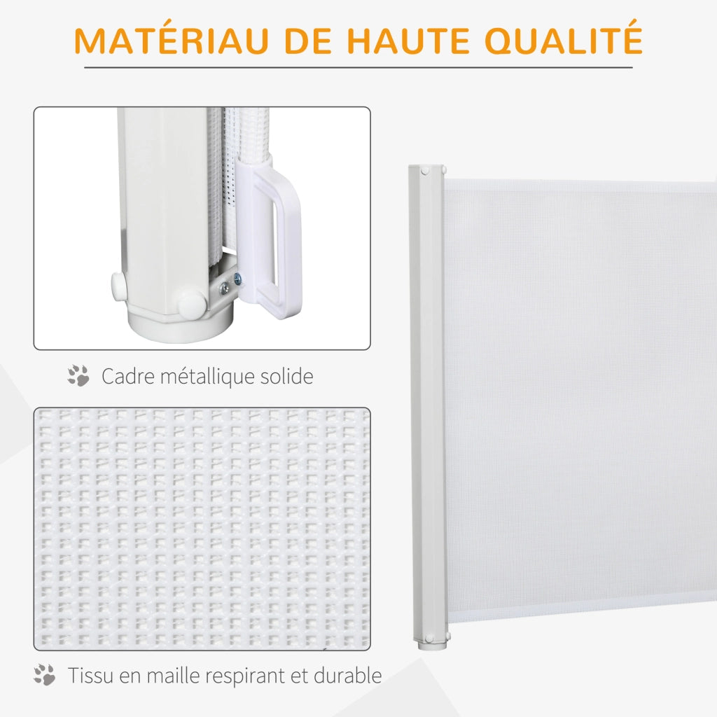Barriera per cani retrattile automatica ¨C zephmum ¨C bianco acciaio 115x82.5 cm