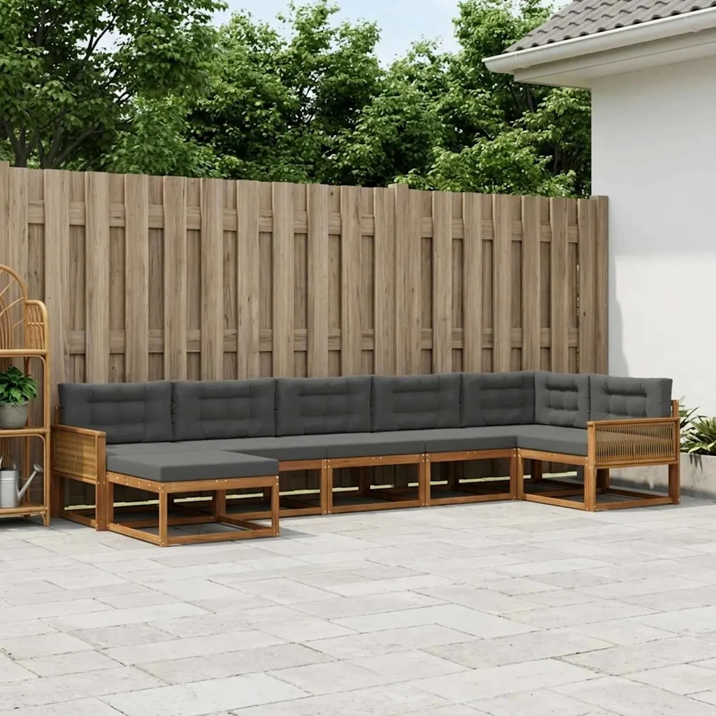 Set di divani da esterno con cuscino 7 pcs Naturale e Antracite 3382750