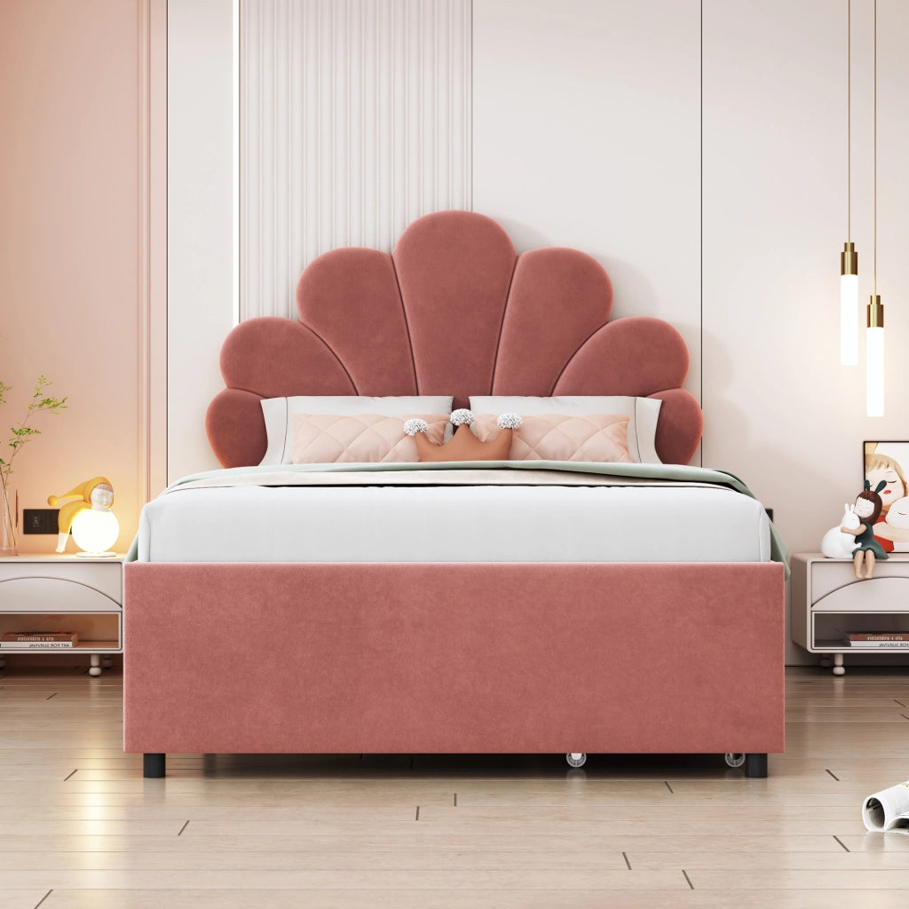 letto imbottito velluto rosa 90 x 200 cm