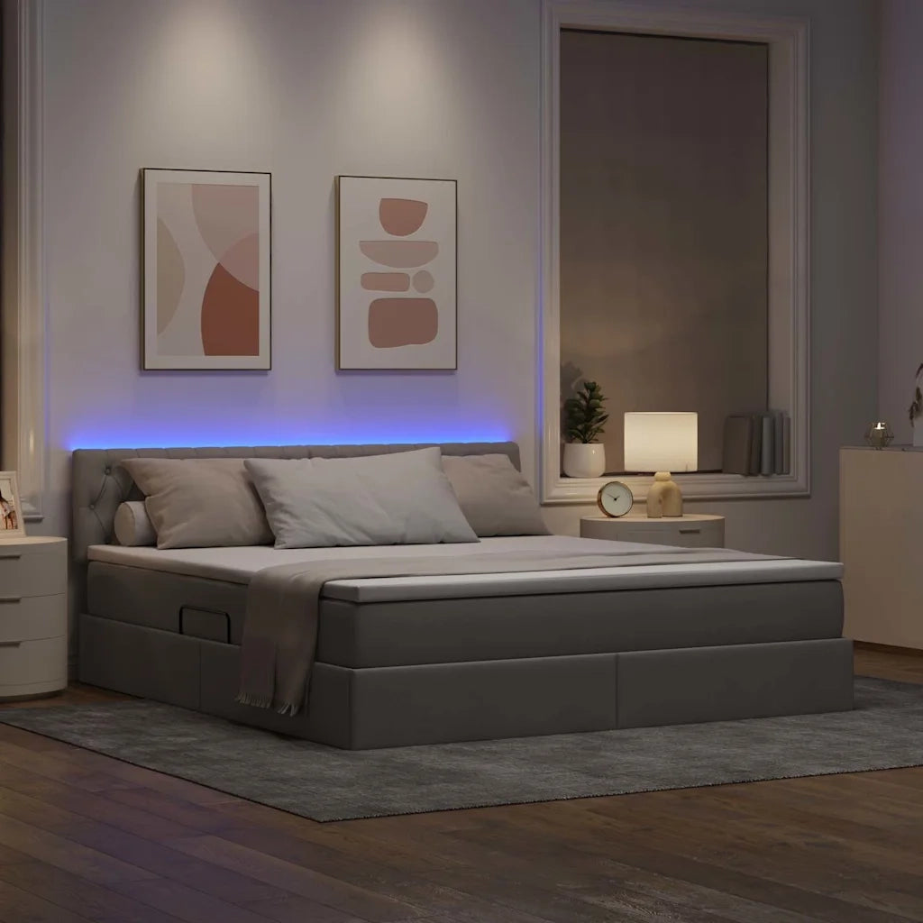Letto con contenitore e LED con led Talpa 160 x 200 cm Tessuto