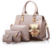 Set di Tasche da Mano per Donna in Pelle PU, 4 pezzi, Set di Tasche da Mano con Portafoglio e Spalla in Pelle PU, Tasche da Mano Moderne per Donna (Rosso Scamosciato)