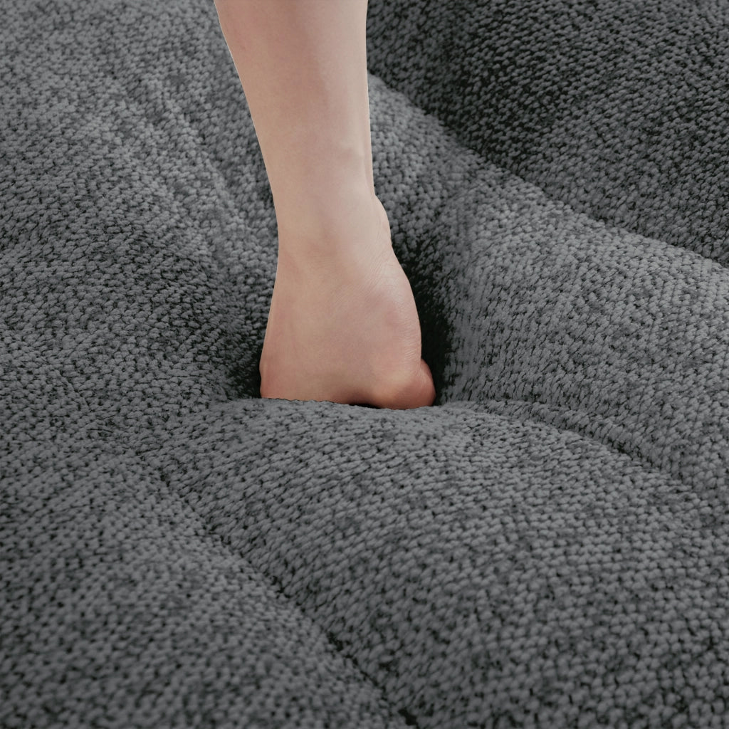 Divano modulare 2 posti con 2 pouf - Zephmum- Schiuma ad alta densit¨¤ 32D, design antiscivolo, tessuto morbido, grigio