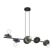 Lampadario 6 Luci Eos In Acciaio Nero Con Barra E Diffusori A Piatti