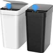 Vaschetti per rifiuti piccoli da 10 l - contenitore per rifiuti moderno per ufficio - set di 2 - bagno cucina camera da letto - nero bianco