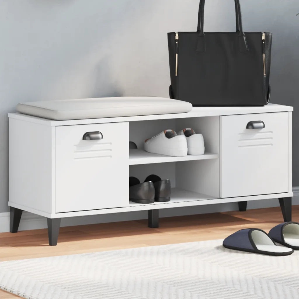Panca Porta Scarpe | Scarpiera | Mobile per scarpe VIKEN Bianca 106x35x45 cm Legno Multistrato