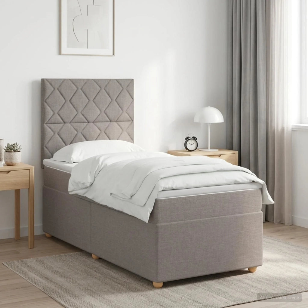 Letto box spring con materasso Tortora 80 x 200 cm Tessuto 3453764