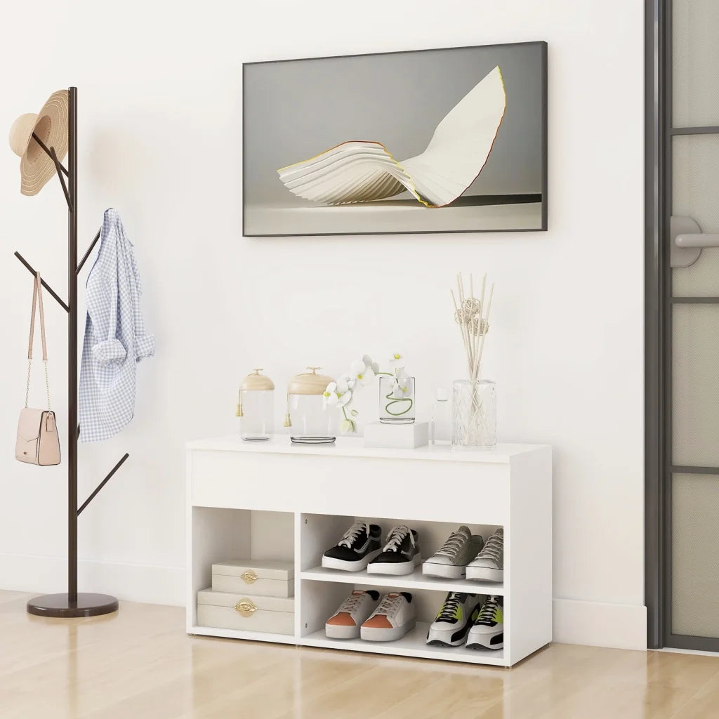 Panca Porta Scarpe | Scarpiera | Mobile per scarpe Bianco 103x30x54,5 cm in Truciolato