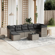 Set Divano da Giardino 8pz con Cuscini Grigio Chiaro Polyrattan