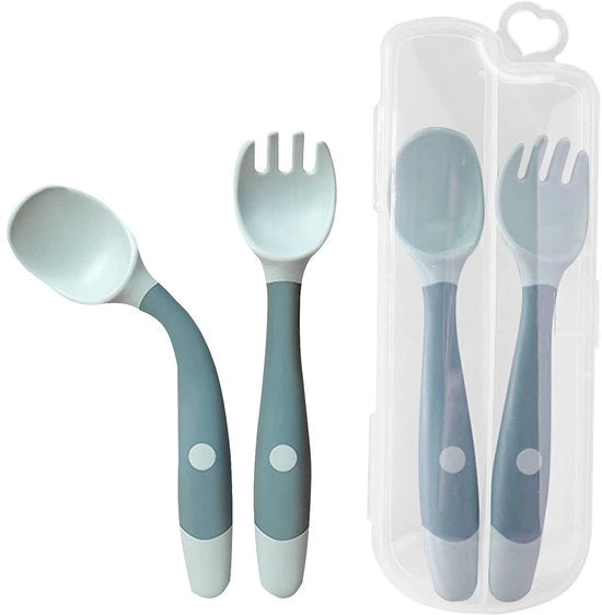 Set di forchette per bambino - Resistente al calore - Ripiegabile - Silicone - Materiale PP sicuro - Adatto per l'autoalimentazione - Set di forchette per bambino