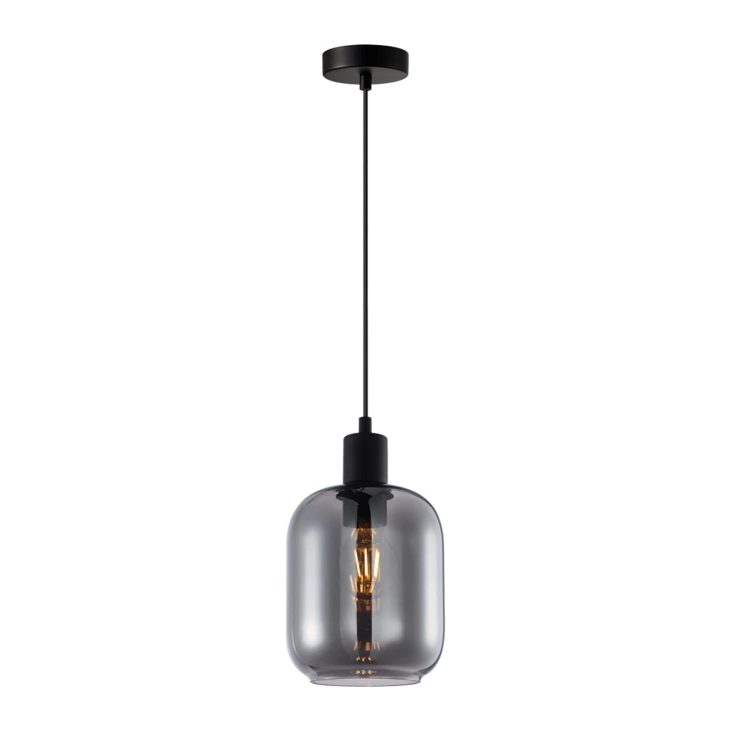 Lampada a sospensione Zona nera vetro fumé E27 Italux