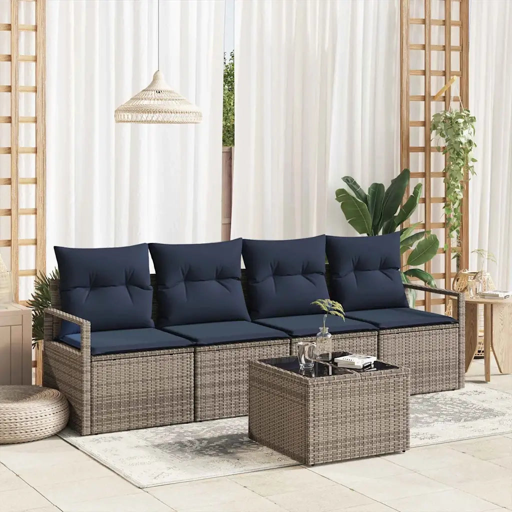 Set di divani 5 pcs Grigio e Blu polyrattan 3346255