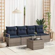 Set di divani 5 pcs Grigio e Blu polyrattan 3346255