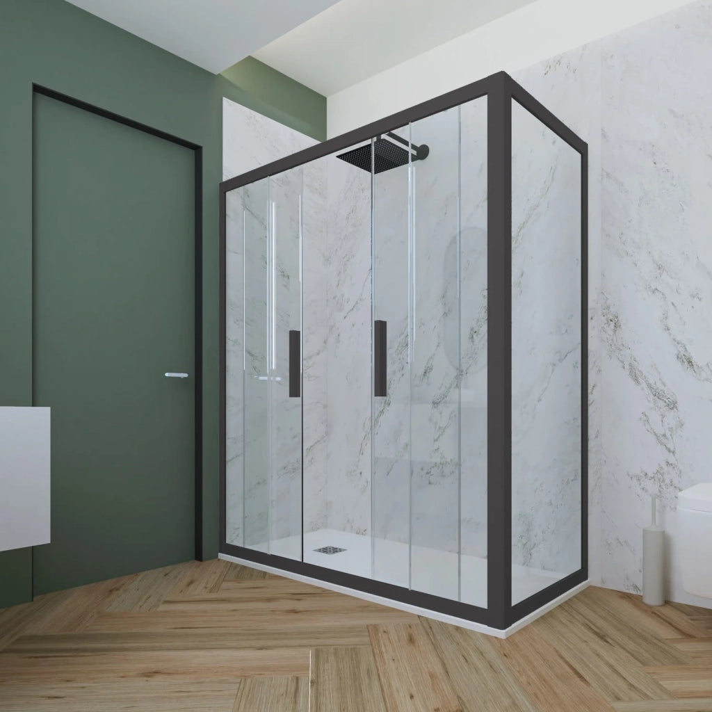 Box doccia 2 ante scorrevoli 90x140 CM H 200 Vetro Trasparente Profilo Antracite mod. Glam Duo
