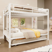 DESMIU Litto a castello 140 × 200 cm 2 posti con letto estraibile, senza materasso, in metallo, bianco
