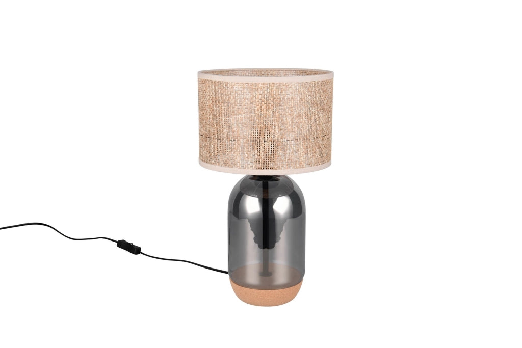Lampada tavolo TARA vetro cromo vimini 43cm E27 Trio