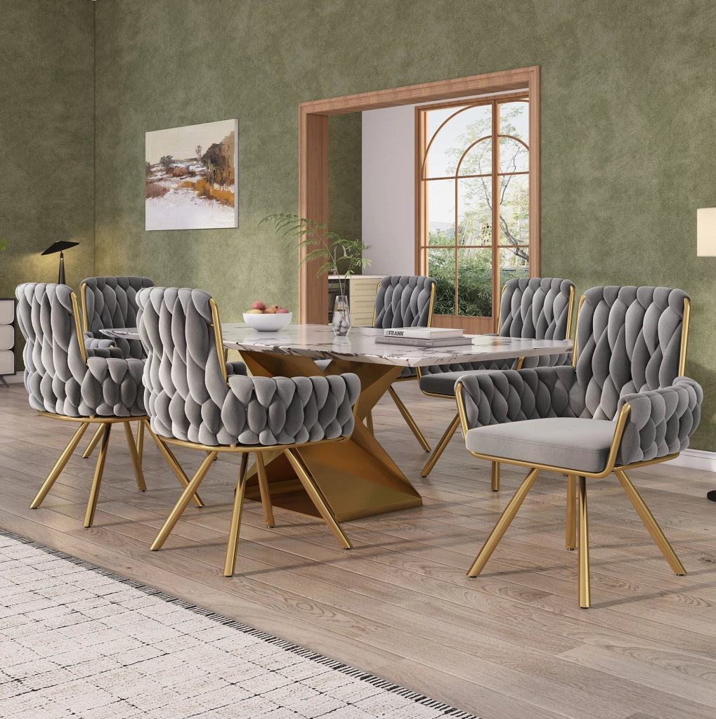 Sedia girevole in velluto grigio