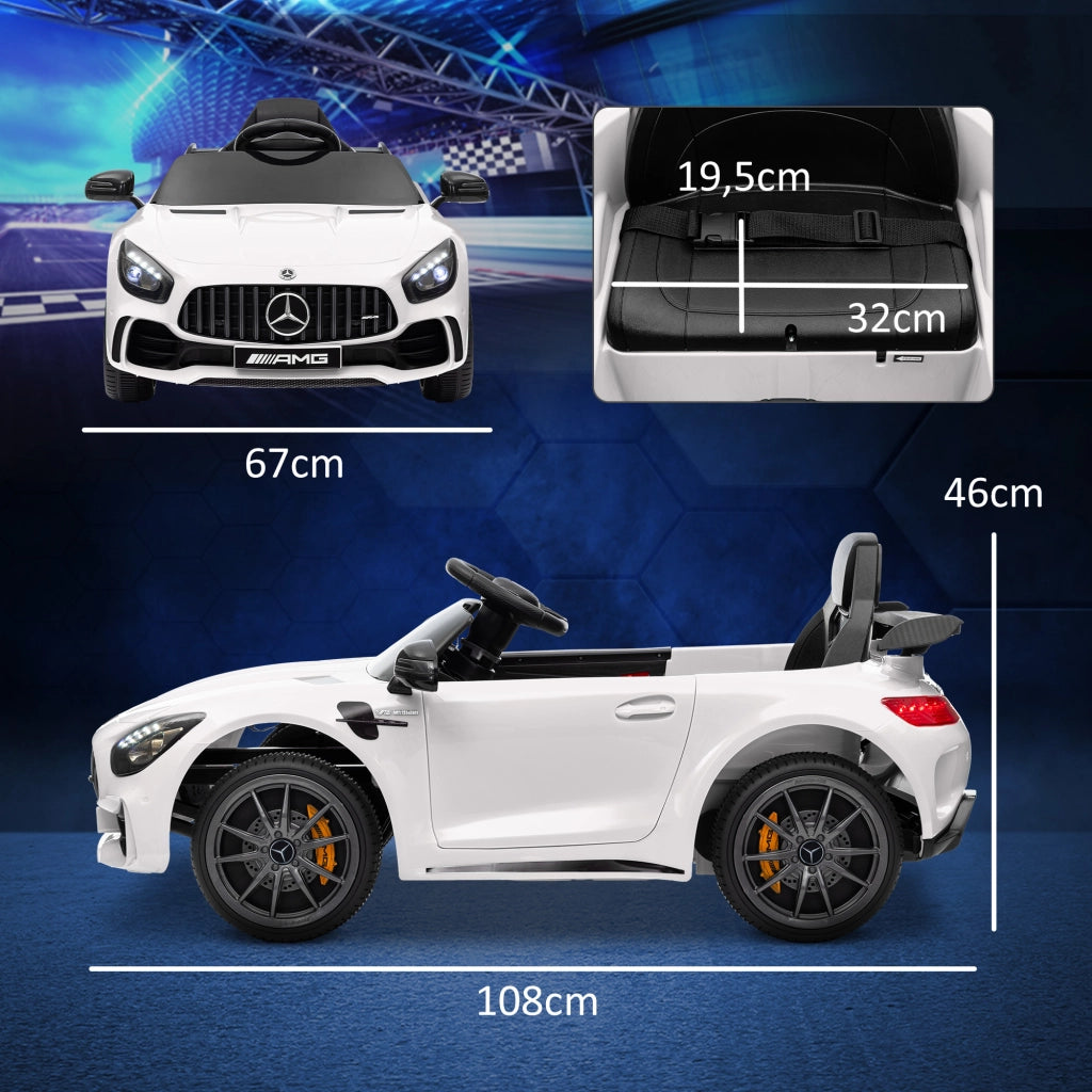 Auto elettrica per bambini Mercedes-Benz AMG GTR 12V telecomando 2.4G ¨C zephmum ¨C 108x67x46 bianco