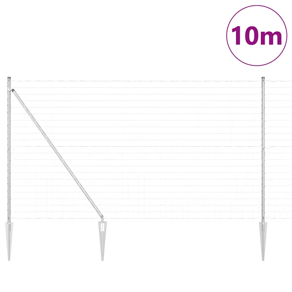 Recinzione con Posto Argento 1,6 x 10 m Acciaio