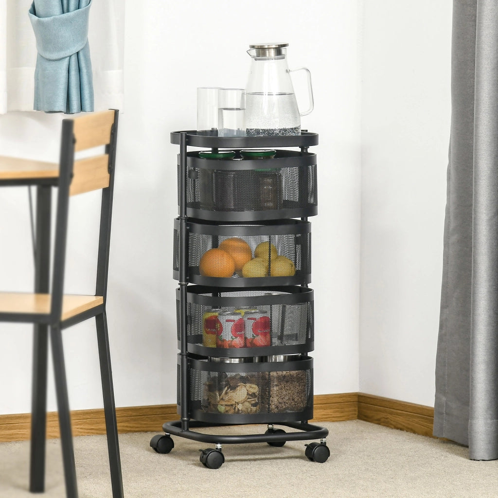 Carrello da cucina con 4 livelli girevole ¨C Minimal ¨C 33x33x77 cm nero