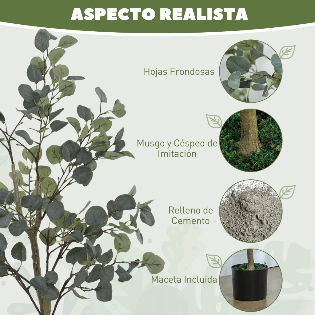 Pianta Artificiale Eucaliptus 120 cm in Vaso per Interni Verde ¨C zephmum ¨C Verde Sintetico