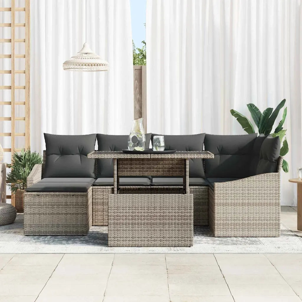 Set Divano da Giardino con cuscino 7 pcs Grigio