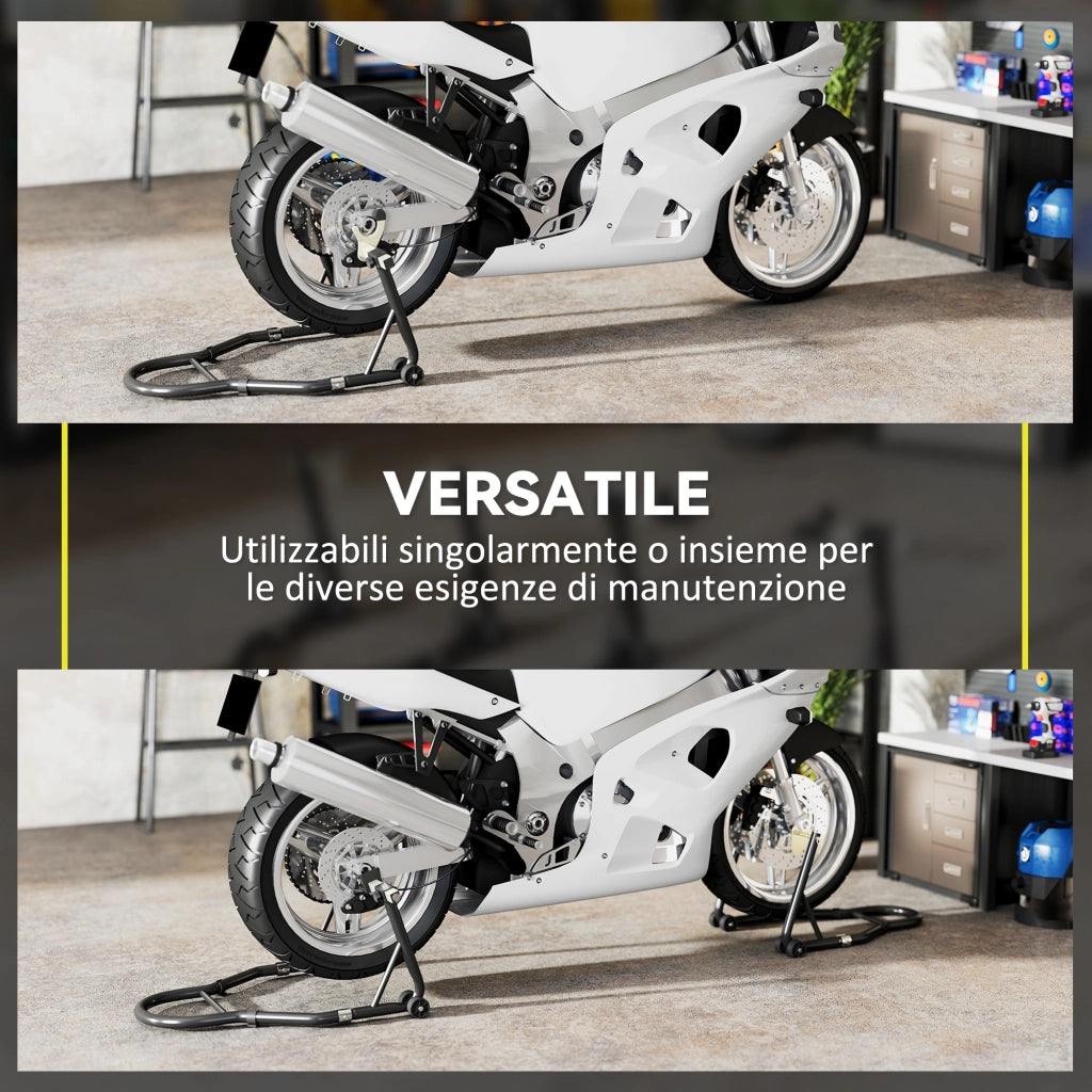Cavalletti Regolabili in Acciaio con Rotelle e Forcelle ¨C Minimal ¨C Nero