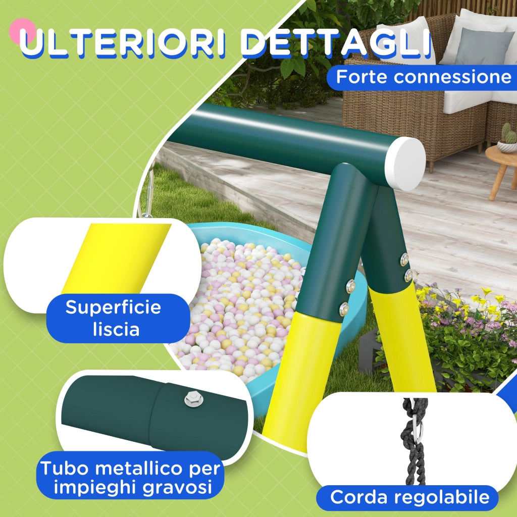 Altalena da Giardino con Scalette e Canestro ¨C Xylo ¨C Set Rotonda Acciaio per Bambini 3-8 Anni