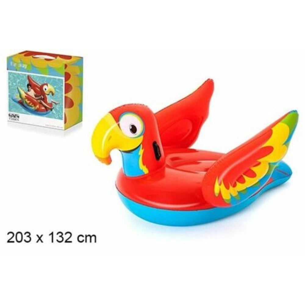 Trade Shop - Cavalcabile Gonfiabile Pappagallo 203x132 Cm Bambini Mare Animale Piscina 41127 -