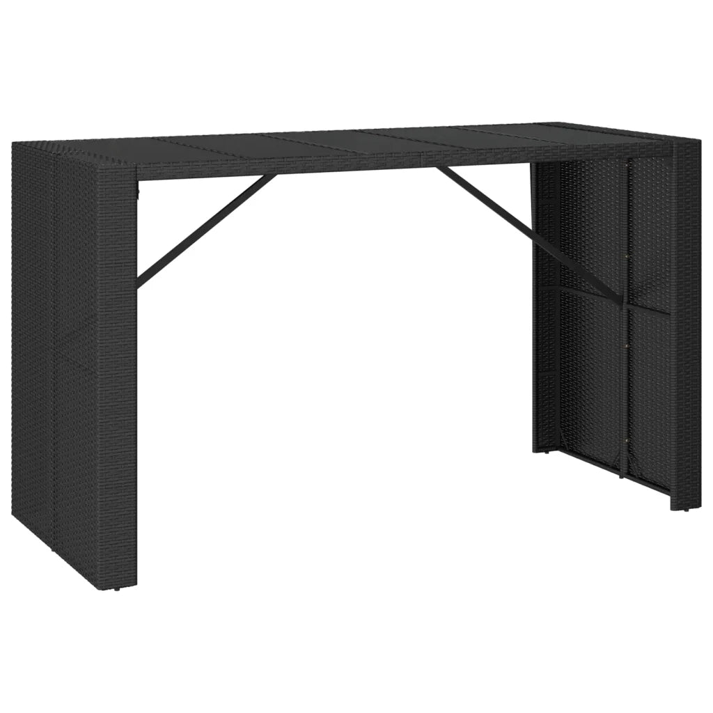Set Bar Giardino 9 pz Nero Polyrattan e Legno Massello Acacia 3187688