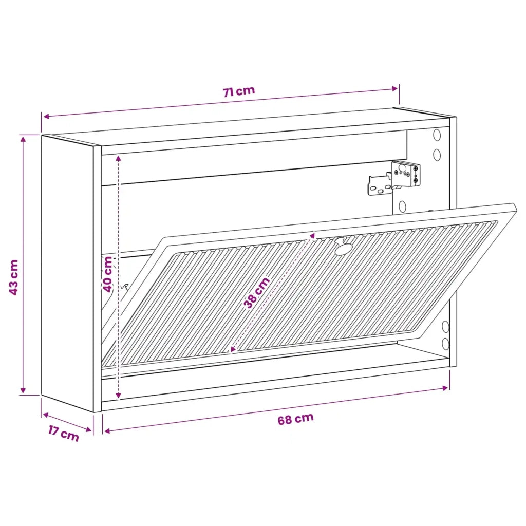Mobiletto per Scarpe da Muro EDE 71 x 17 x 43 cm Rovere Fumo 895970
