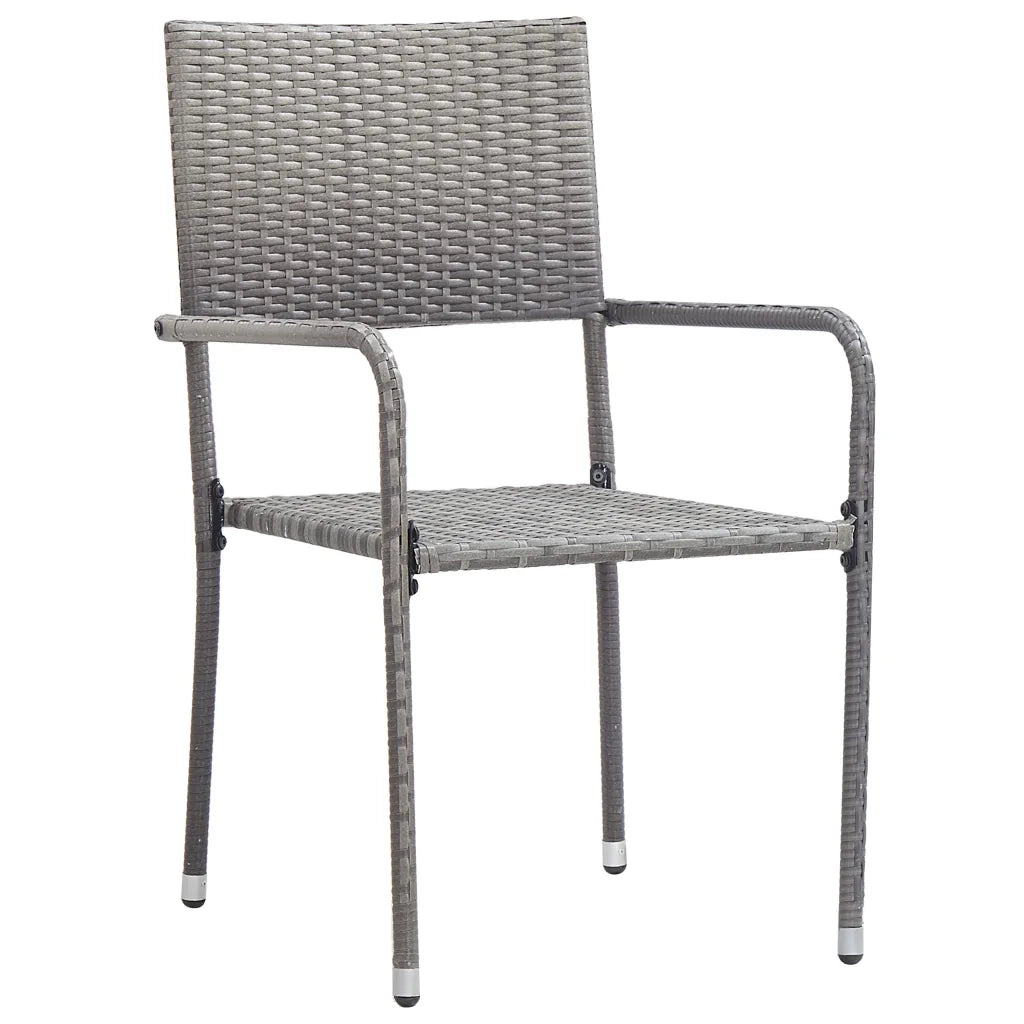 Sedie da Pranzo da Giardino 2 pz | Sedie da Esterno Impilabili Grigie in Polyrattan