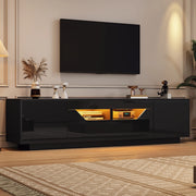 MOBILE TV 180x40x45 cm Nero lucido con LED 2 cassetti e 2 ante