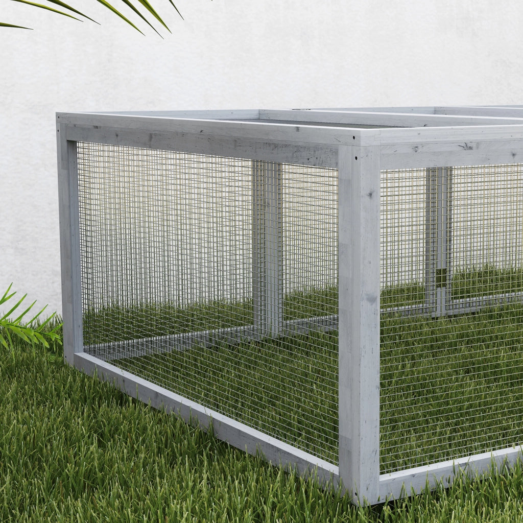 Gabbia per conigli da esterno 2 porte ¨C Xylo ¨C legno massello grigio 181x100x48 cm