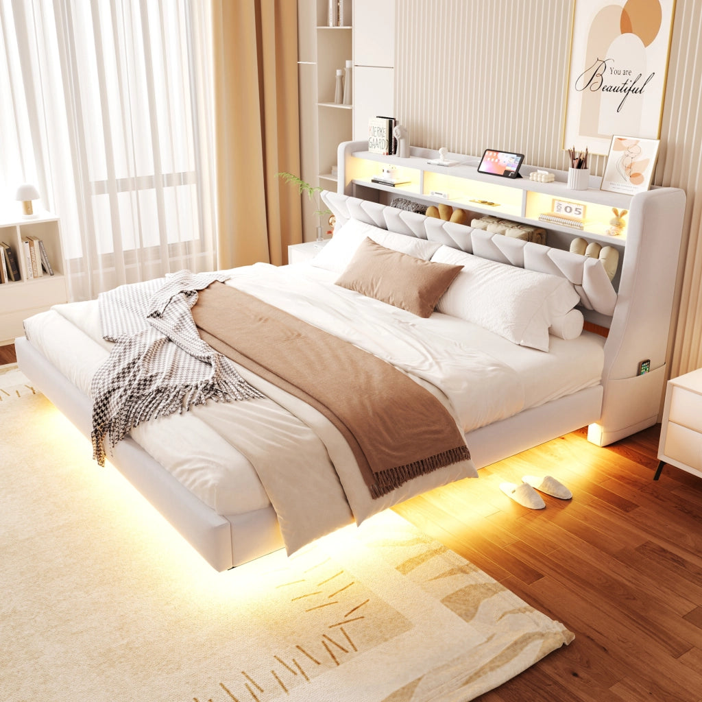 letto imbottito velluto beige 180 x 200 cm