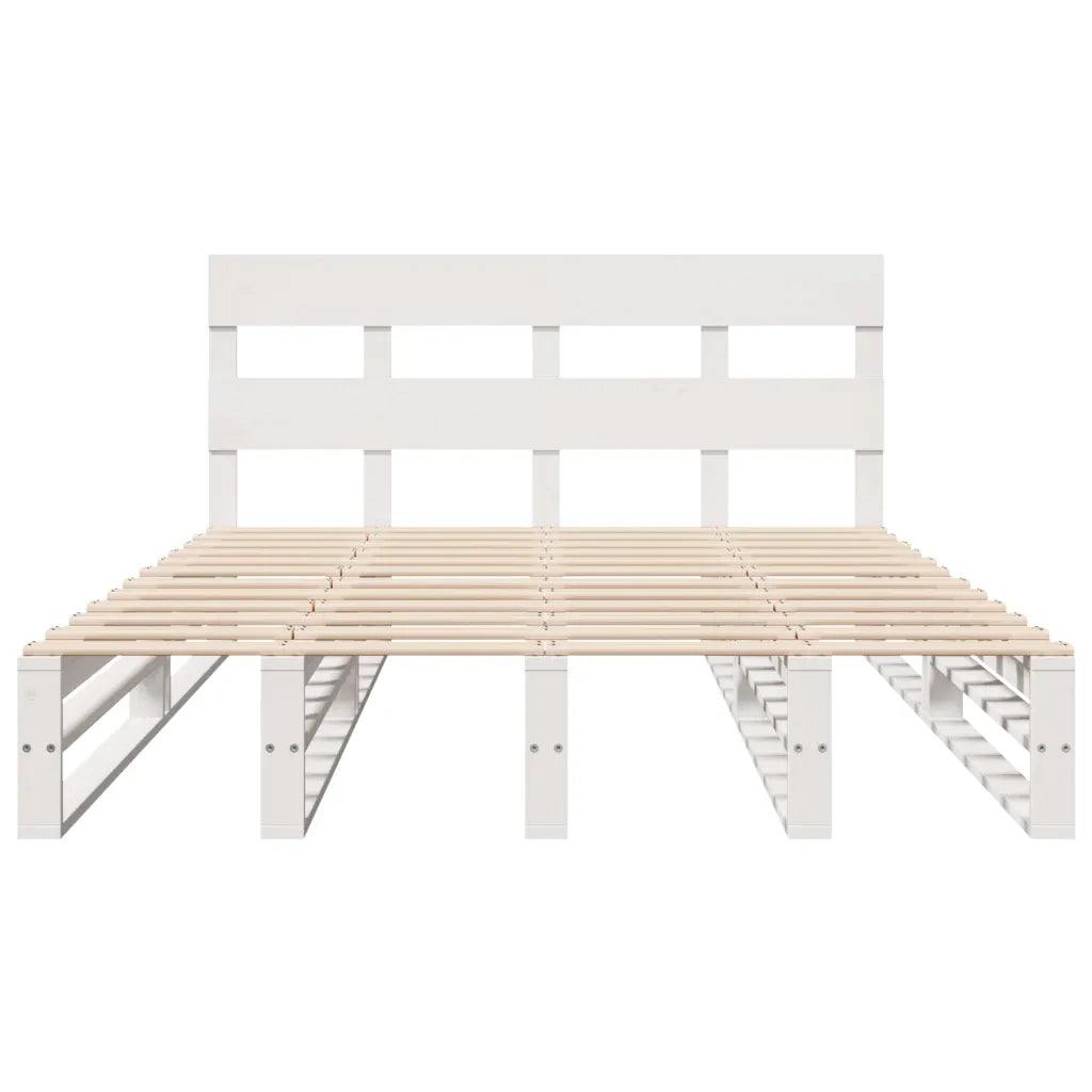 Letto senza Materasso Bianco 150x200 cm Legno Massello di Pino